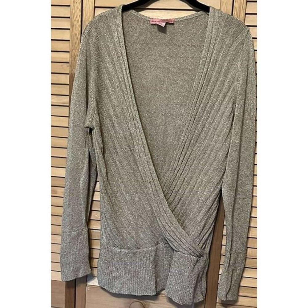 Bandolino Cross Wrap front Slinky Shimmery Sweater Gold Look SZ XL/CHARITY Sale
